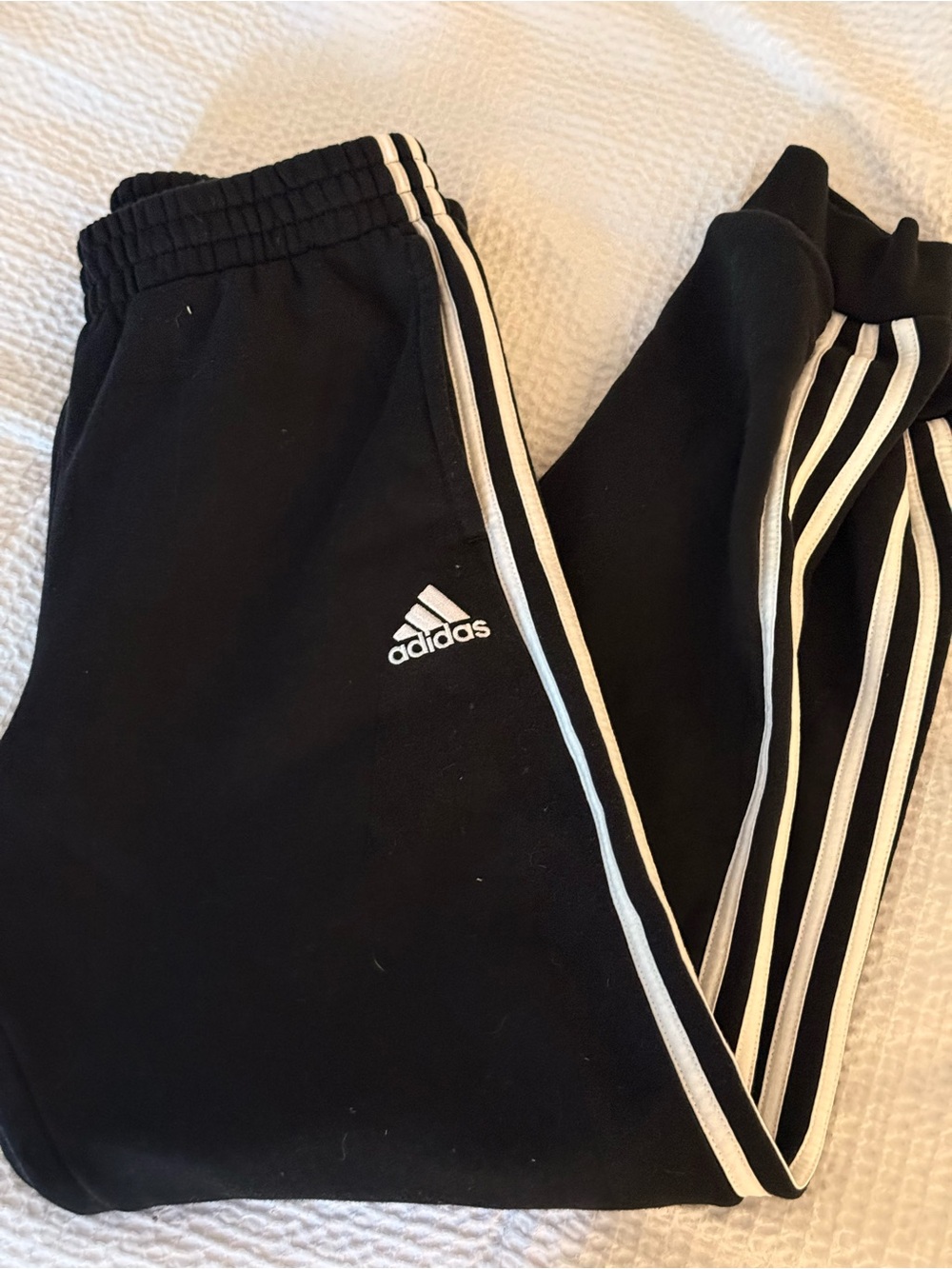 adidas Black Joggers with White Side Stripes
